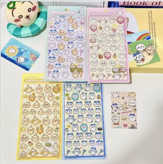 ちいかわ 3D立体クリスタルシール｜吉伊・うさぎ・ハチワレ｜水晶風 ぷっくり浮き彫りステッカー