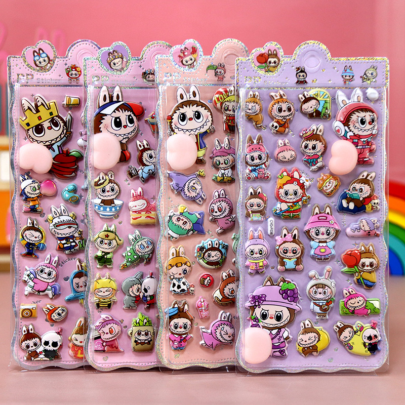 新作Labubu お尻シール 手帳用貼り付け 立体 泡ステッカー 子供 DIY用 貼り付け 手芸用品 贈り物　ぶくぶく