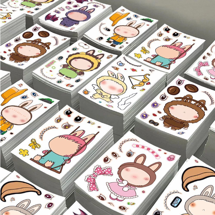 大人気！着せ替えシール 子ども向け 学生用 創意・知育 おもしろ キャラクター 貼って遊べる 自己粘着 手作りシール