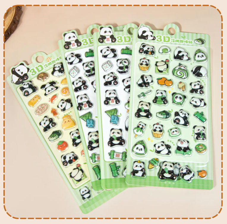 カートゥーン 3D立体 ぷくぷくシール パンダ 子ども用 装飾用 かわいい 浮き出しステッカー 女の子向け