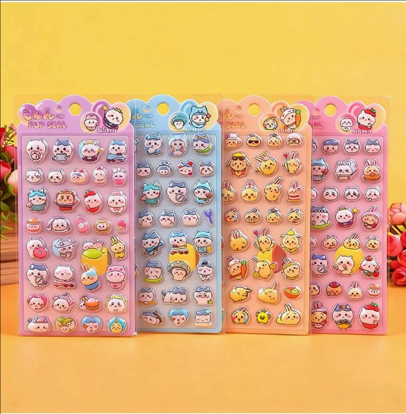 ちいかわ 風 3D立体シール｜ぷっくり可愛い｜レトロ＆ゆるかわ デコレーションステッカー