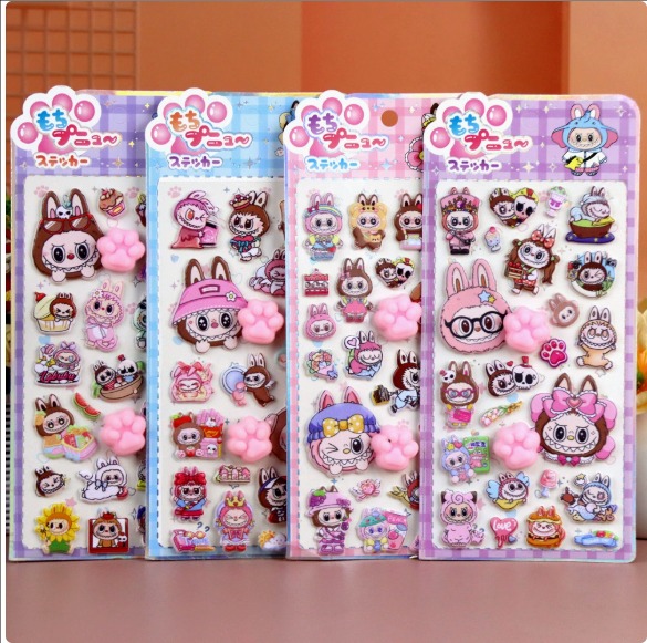 LABUBU  ぷにぷに解圧シール｜猫の肉球＆おしりデザイン｜3D立体エンボス｜ベビー・キッズ向け 捏捏楽ステッカー