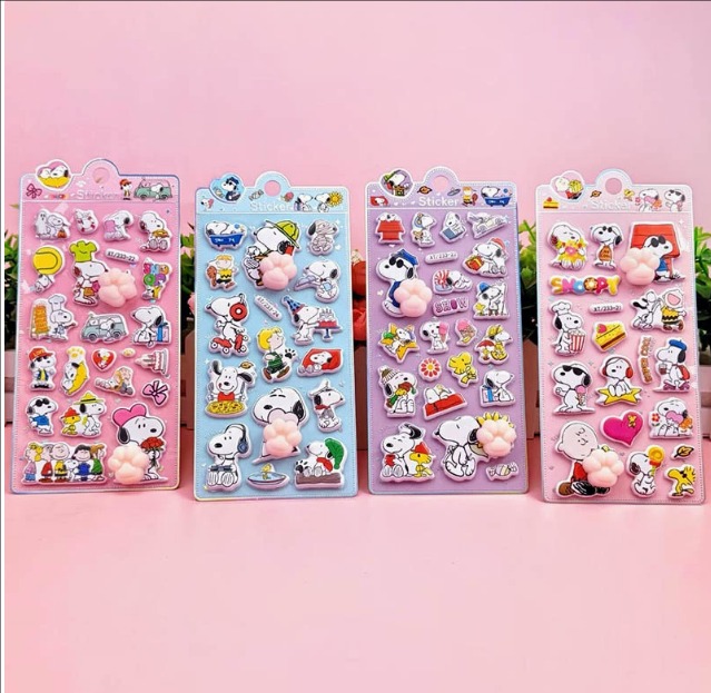 スヌーピー 風 3D立体シール｜ゆるかわレトロ カートゥーン｜  ぷにぷに解圧シール｜猫の肉球＆おしりデザイン｜3D立体エンボス｜ベビー・キッズ向け 捏捏楽ステッカー