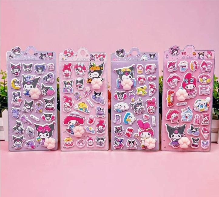 サンリオ 系 キャラクター 3D立体シール ぷにぷに解圧シール｜猫の肉球＆おしりデザイン｜3D立体エンボス｜ベビー・キッズ向け 捏捏楽ステッカー