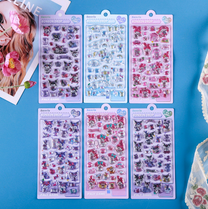 新作 サンリオ系 シール 3D 手帳用 貼り付け 立体  ステッカー 子供 DIY用 手芸用品 贈り物　ぶくぶく