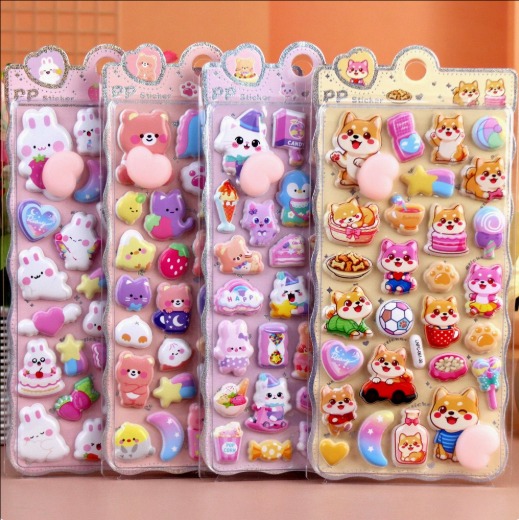 3Dぷにぷに泡シール｜立体デコステッカー 可愛い動物 癒し系 ストレス解消 女の子向け スマホ装飾 おしりデザイン
