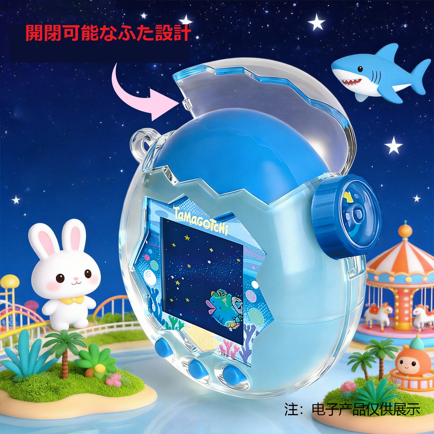 2026新作 タマゴッチ  パラダイス  透明キラキラ  保護カバー  電子ペット機ケースに対応 拆分对照