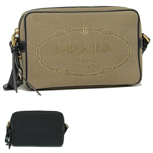 プラダ ショルダーバッグ カメラバッグ レディース PRADA 1BH089 UCW OOW LOGO JACQUARD 無地
